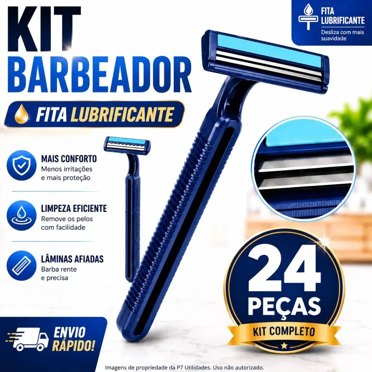SQ Barbeador descartável 2 lâminas com fita lubrificante 24 unid