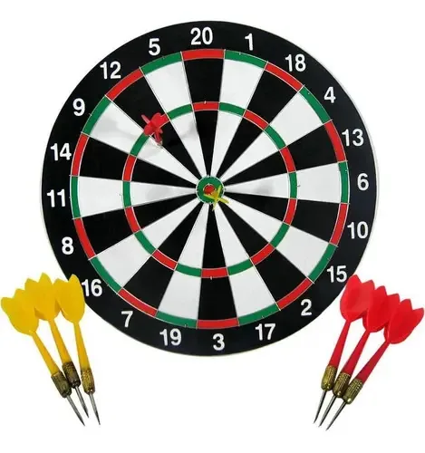 Jogo De Dardos Tabuleiro Alvo Duplo 38cm 6 Dardos