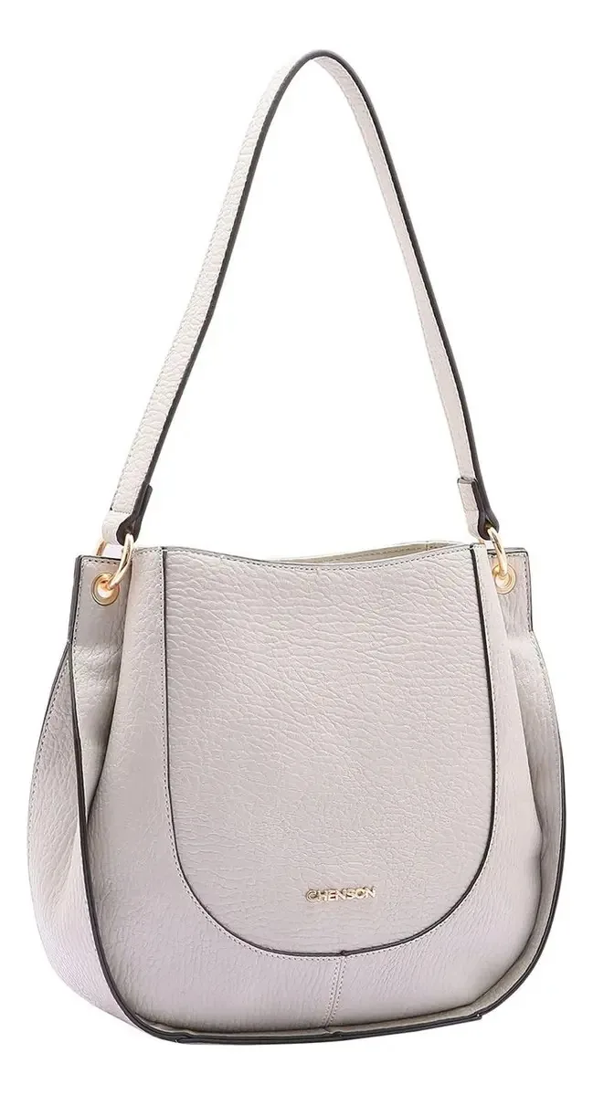 Bolsa Chenson Pequena New Fashion 3484091 Design Liso Cinza Com Alça De Ombro Cinza E Ferragens Níquel