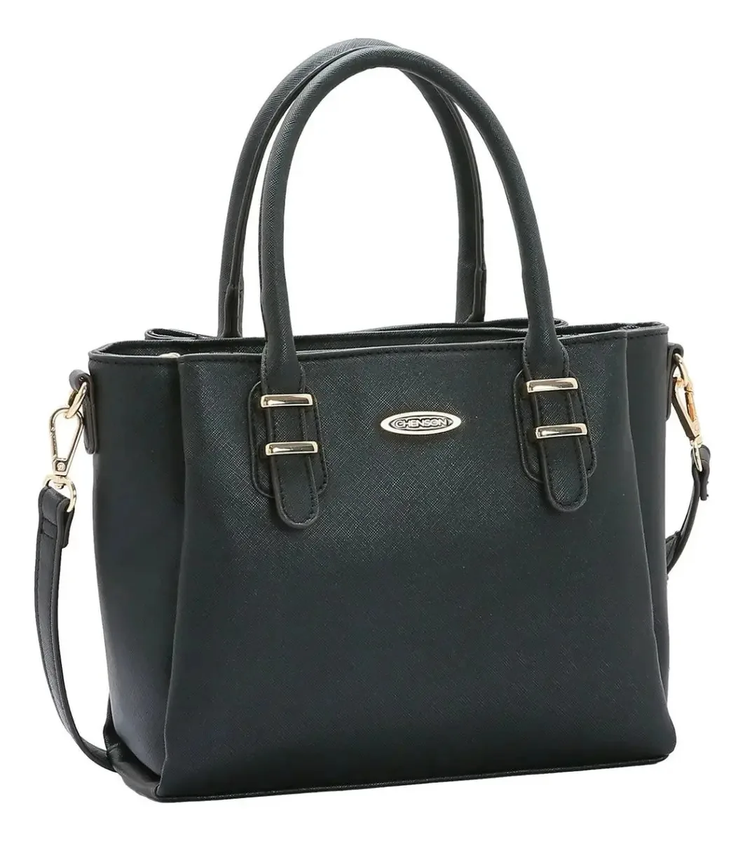 Bolsa Chenson Feminina Ferragens Mão E Ombro 3484478 Cor Preto Desenho Do Tecido Lisa