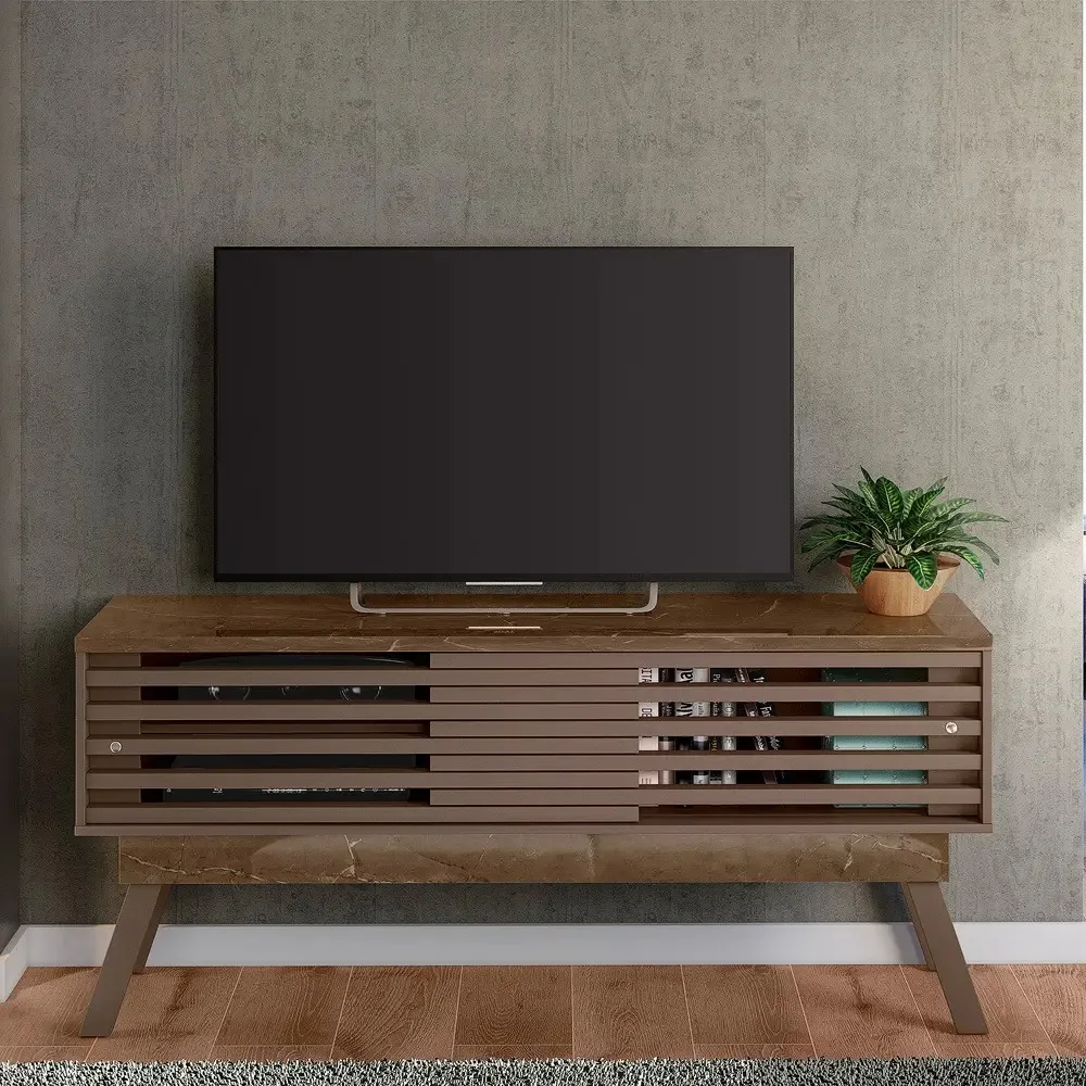 Móveis Moveis para TV de até 65 anos com portas deslizantes Color Imperial/Sepia