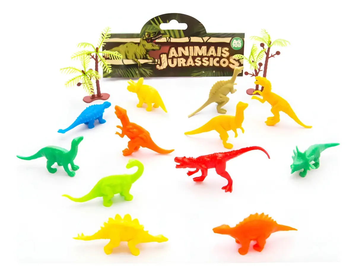 Miniaturas Dinossauros Plástico 14 Peças Ark Toys Sortidos