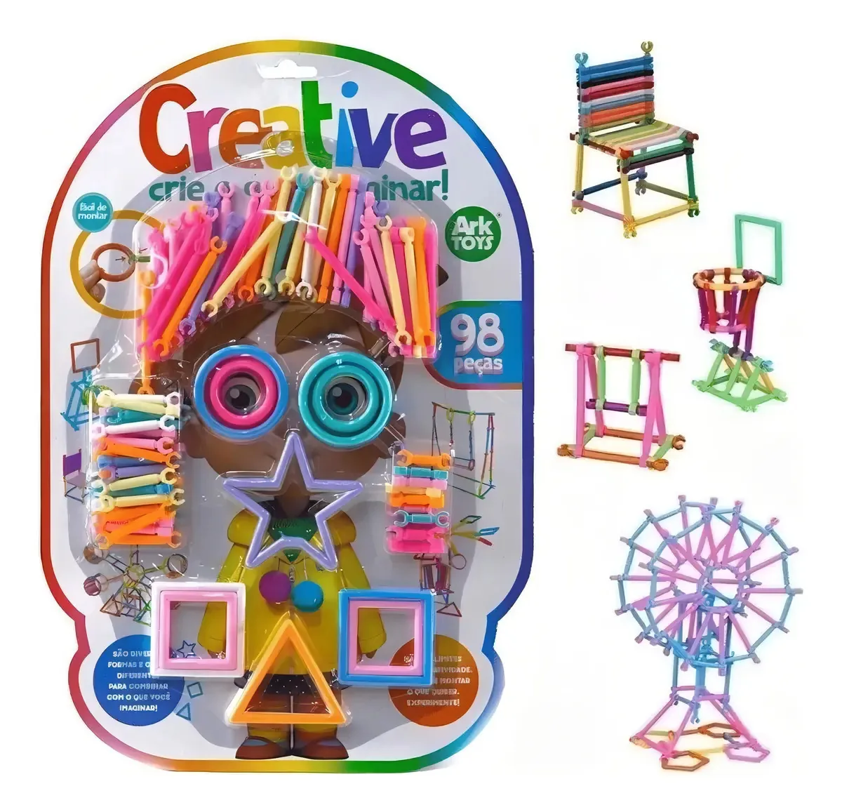 Brinquedo Educativo Montar Formas 98 Pçs - Sentidos E Cores