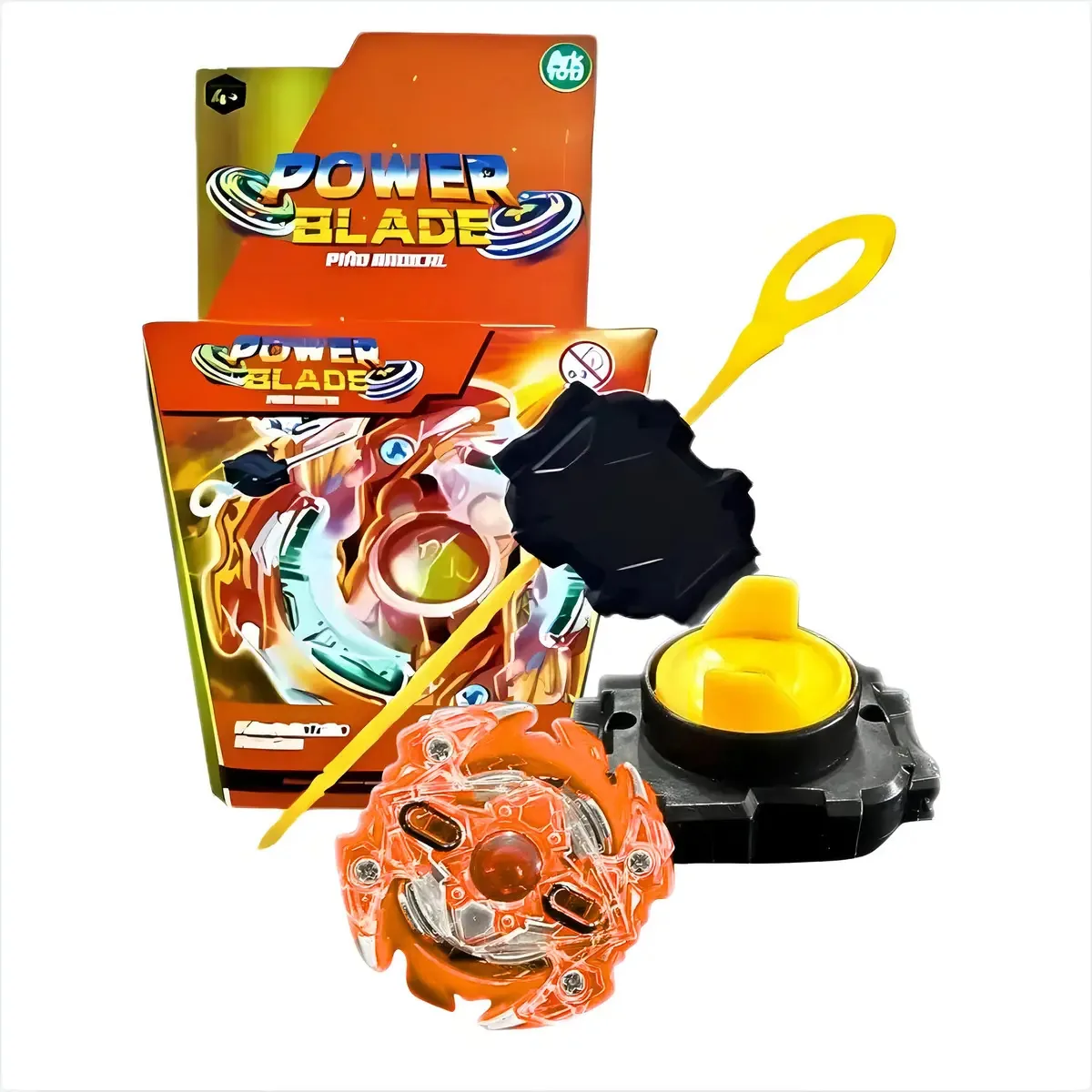 Pião Beyblade Powerblade Ark Toys com Lançador Laranja