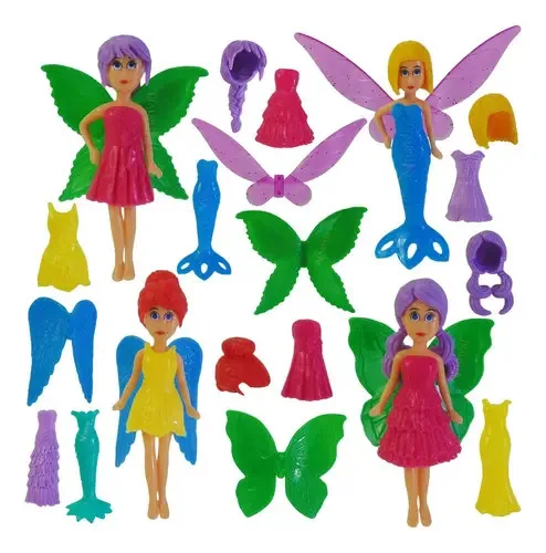 Bonequinhas Fada Princesa Troca Roupa Acessorios Pocket