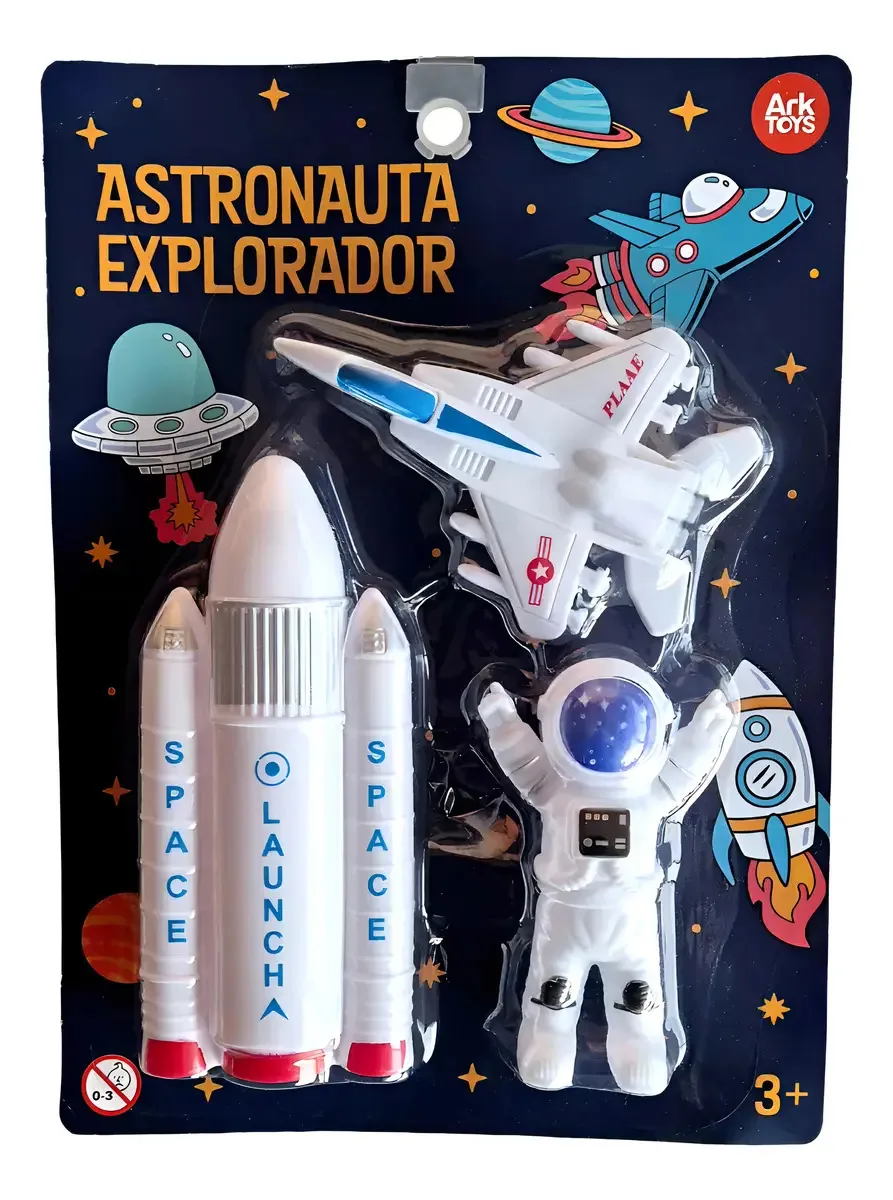 Boneco Astronauta Explorador/foguete/avião A Jato