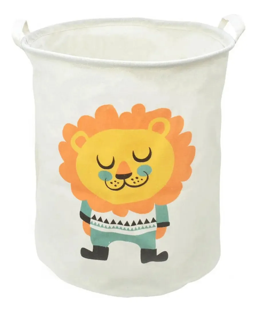 Cesto Organizador De Roupa E Brinquedos Dobrável Animais Cor Leão