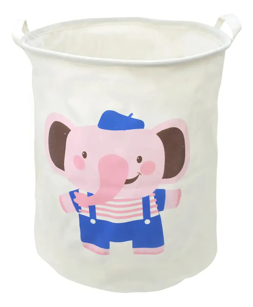 Cesto Organizador De Roupa E Brinquedos Dobrável Animais Cor Elefante
