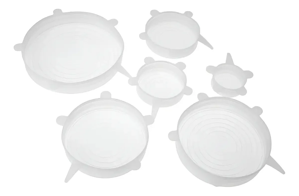 Kit 6 Tampas de Silicone Redondas Livon para Potes Tamanhos