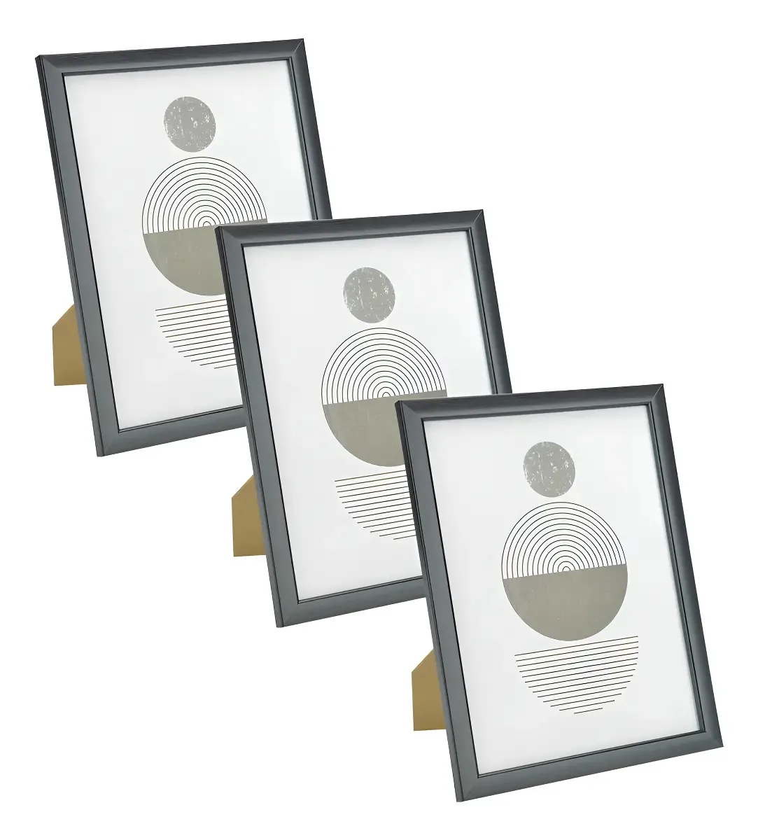 Kit 3 Porta Retratos De Madeira Moderno 10x15 Preto