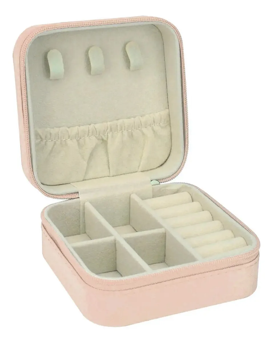 Estojo Caixinha Porta Joias Bijuterias Pequeno Compacto Amgd Cor Rose