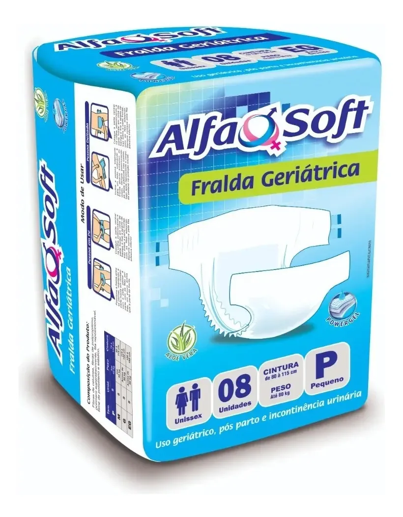 Fraldas Para Adulto Alfasoft Descartável 80 Unidades Tamanho Pequeno