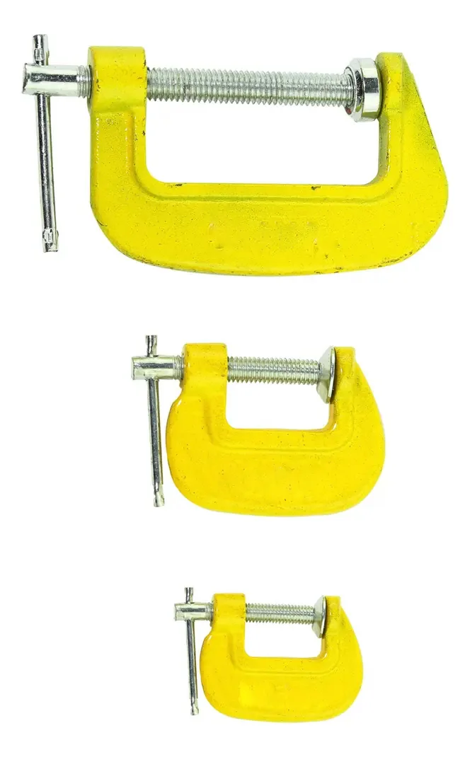 Kit Jogo De Grampos Sargento Tipo Aço Forjado Tipo C 3 Peças