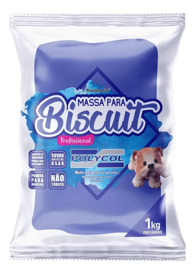 Massa De Biscuit Polycol Colorida Profissional Premium Cor Azul Inverno