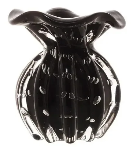 Vaso Decorativo Murano Trouxinha Preto 11x10cm Lyor