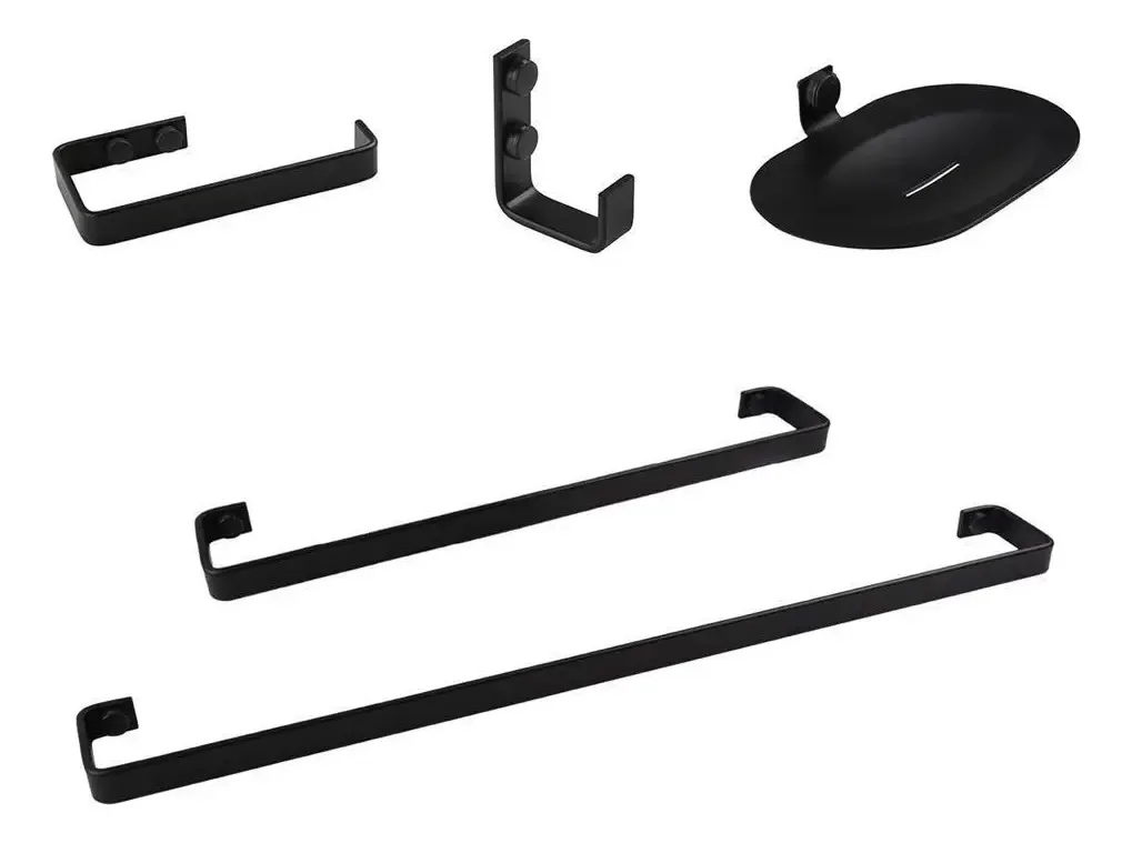 Kit De Acessórios Para Banheiro 5 Peças Concept Black