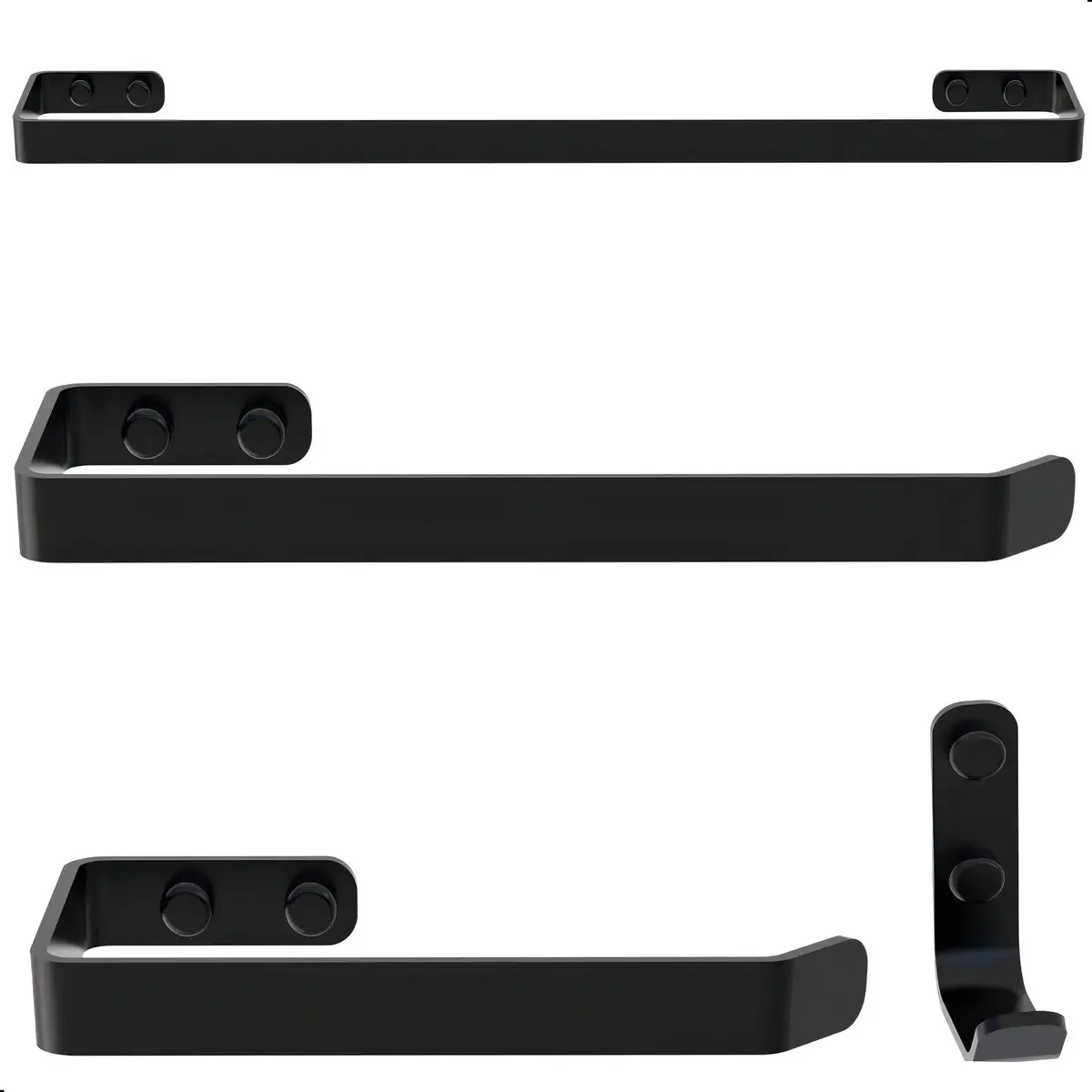 Kit Acessórios Para Banheiro Preto Fosco 4 Peças winda