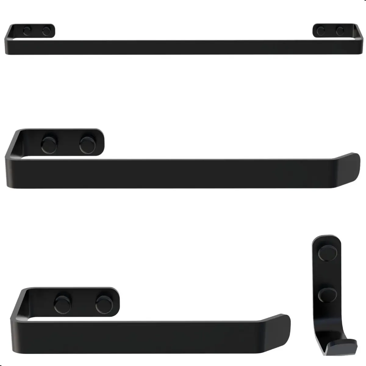 Kit Acessórios Para Banheiro Preto Fosco 4 Peças Plus