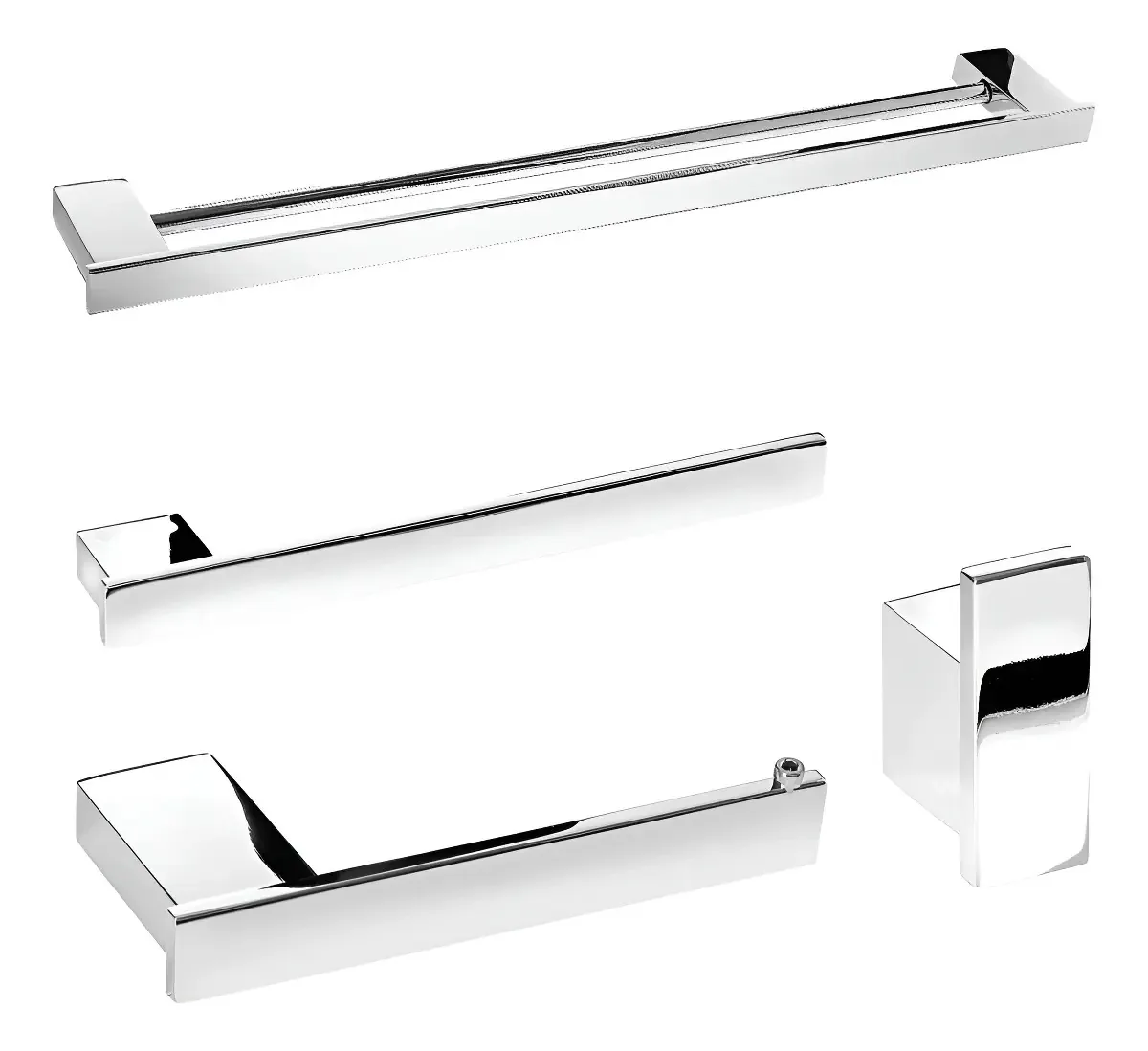 Kit De Acessórios Para Banheiro Cromado Master Duplo 4 Peças