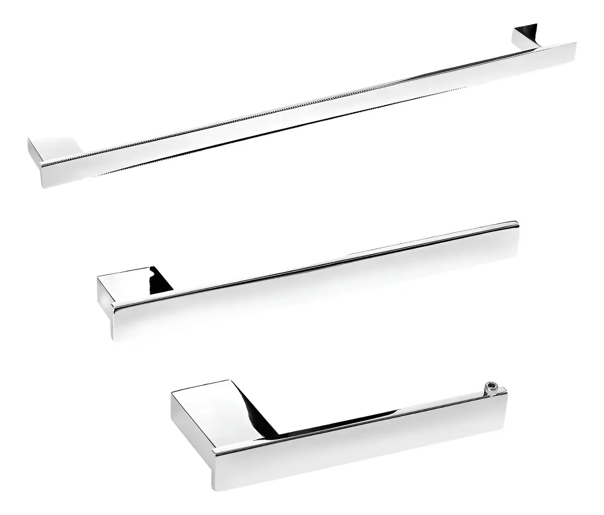 Kit De Acessórios Para Banheiro Cromado Master 3 Peças