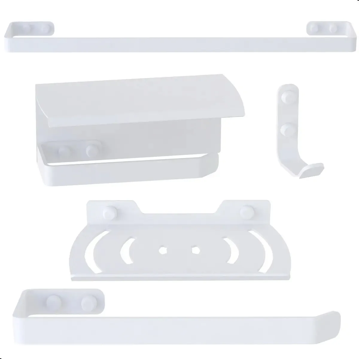 Kit Acessórios Para Banheiro MetalCromo Zermatt com 5 Peças Branco