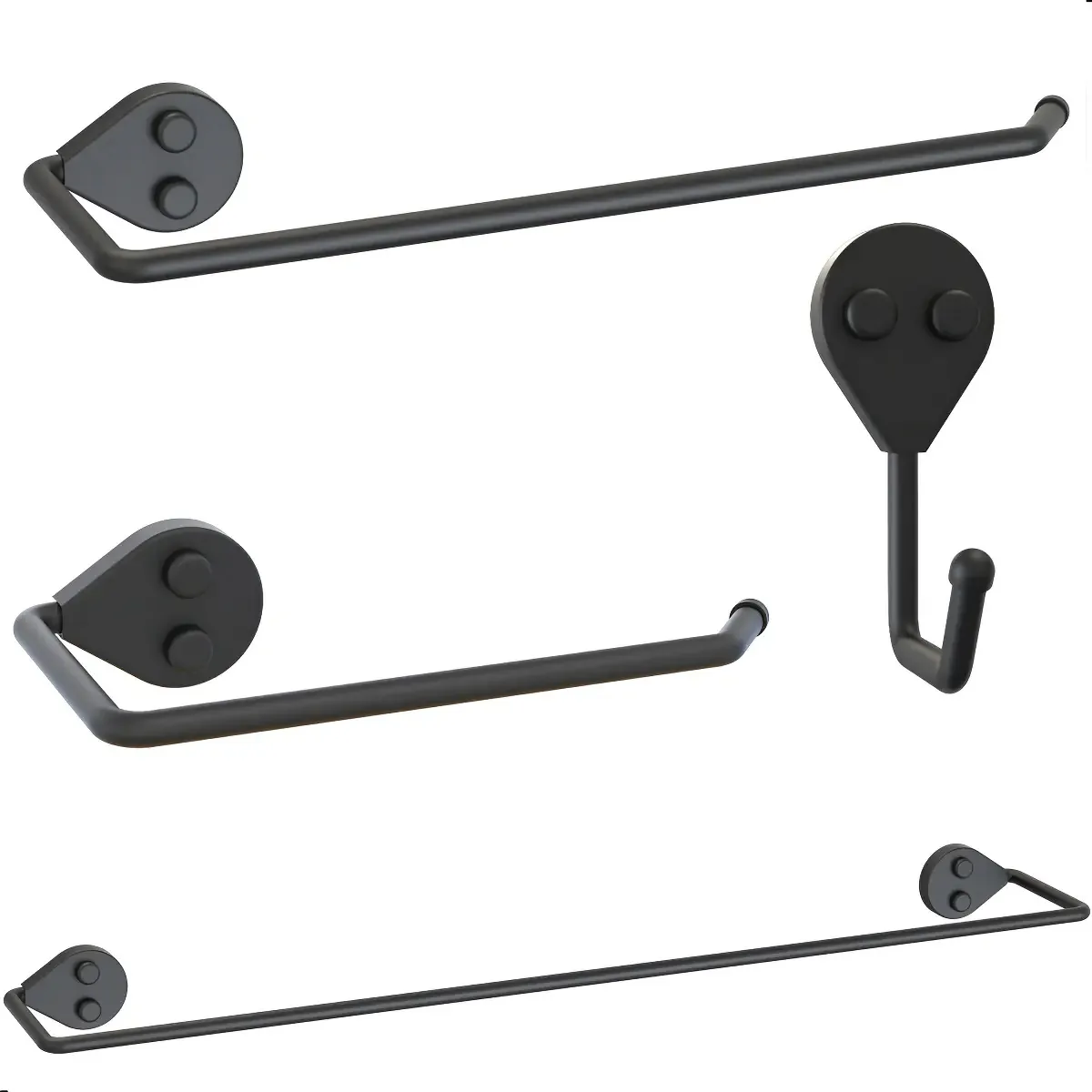 Kit de Acessórios para Banheiro MetalCromo ARM, 4 Peças Preto
