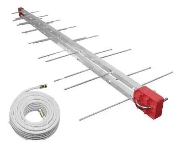 Kit Antena Tv 4k Externa Log 28 Capte Cabo Coaxial 20m