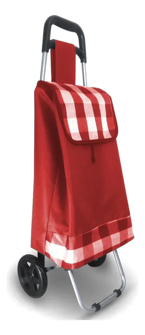 Carrinho De Compras Para Feira Dobrável Resistente Vermelho