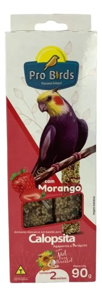 Bastão De Sementes Para Calopsita Com Morango Pro Birds 90g