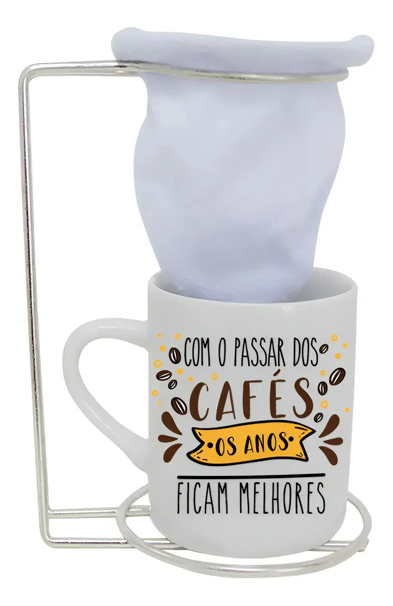 Caneca Passar Dos Cafés Com Coador Cor Branco Café