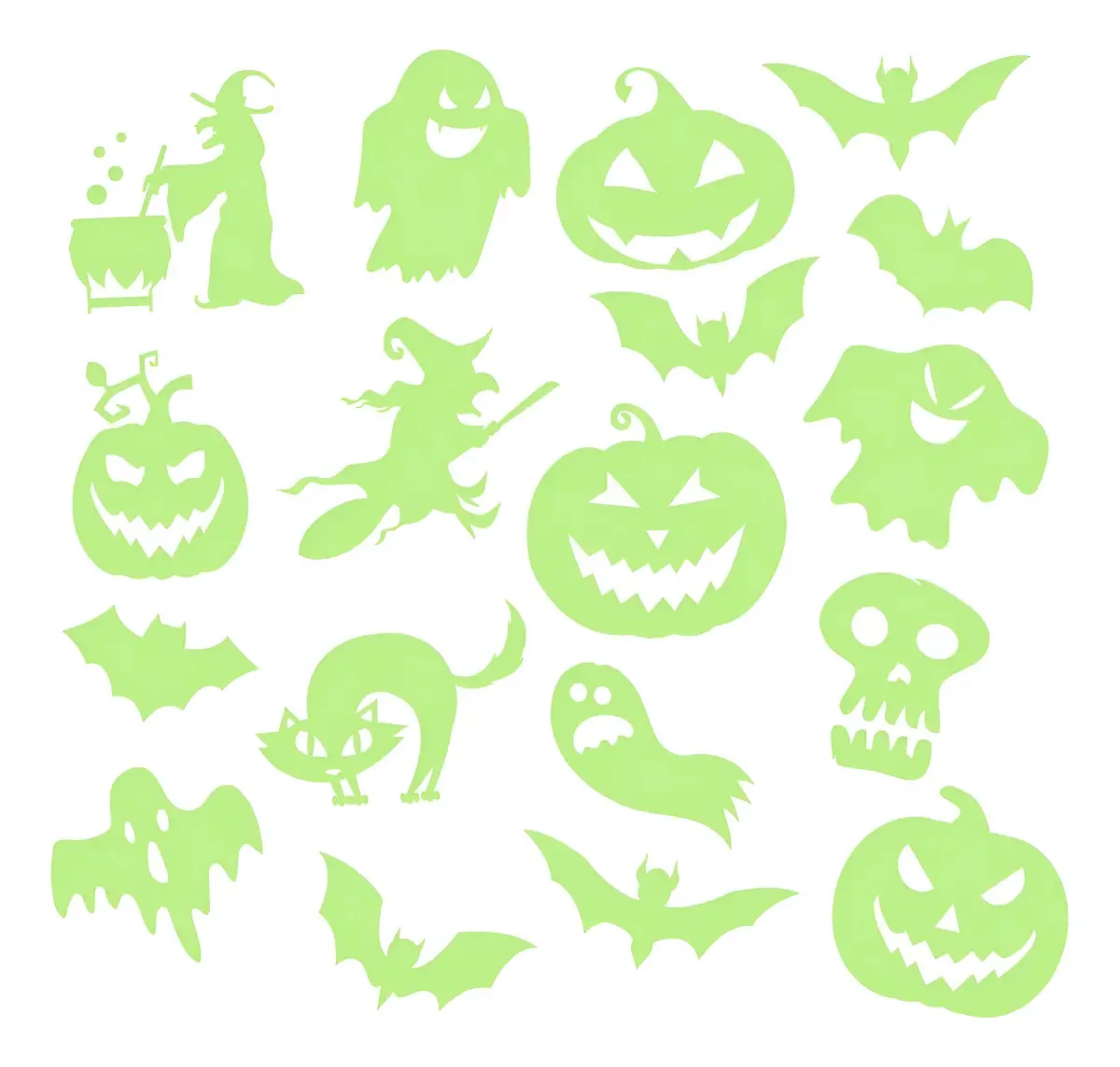 Adesivos Fotoluminescentes Verde Brilha No Escuro Halloween Stickers Bombs