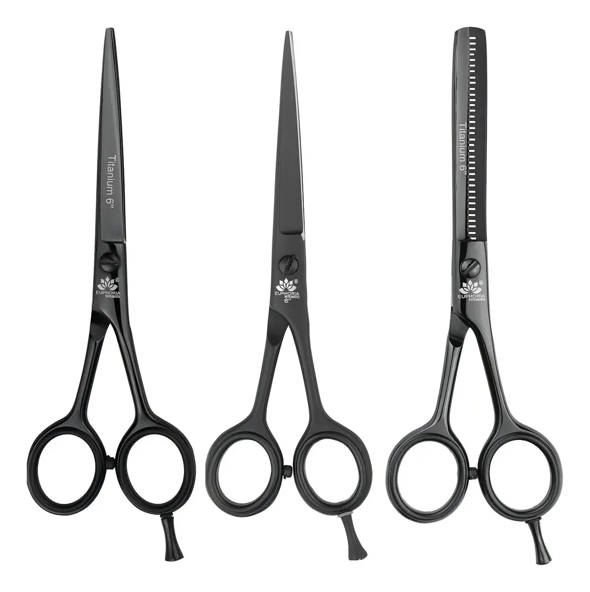 Kit 3 Tesouras Profissional 6 Euphoria Navalha Cabeleireiros
