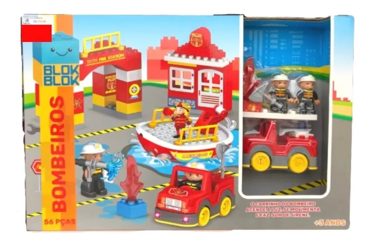 Blocos De Montar Duplo Blokblok Bombeiros Estação Zoop Toys