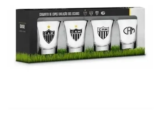 Conjunto Copos Dose Galo Evolução Escudos Atlético Mineiro