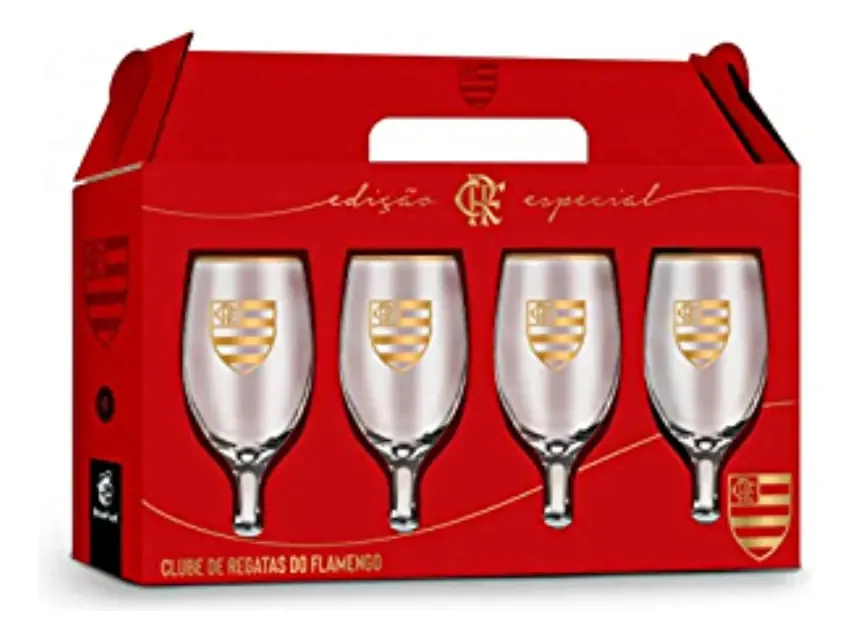 Conjunto 4 Taças 330ml - Clubes Flamengo Serie Ouro