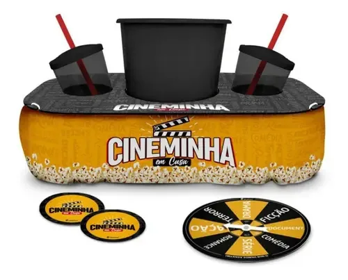 Almofada Porta Pipoca E Copos Cineminha Em Casa Com Roleta