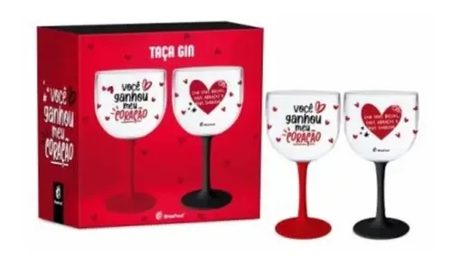 Conjunto Taças Gin Acrílico 580ml Transparente Brasfoot Flamengo