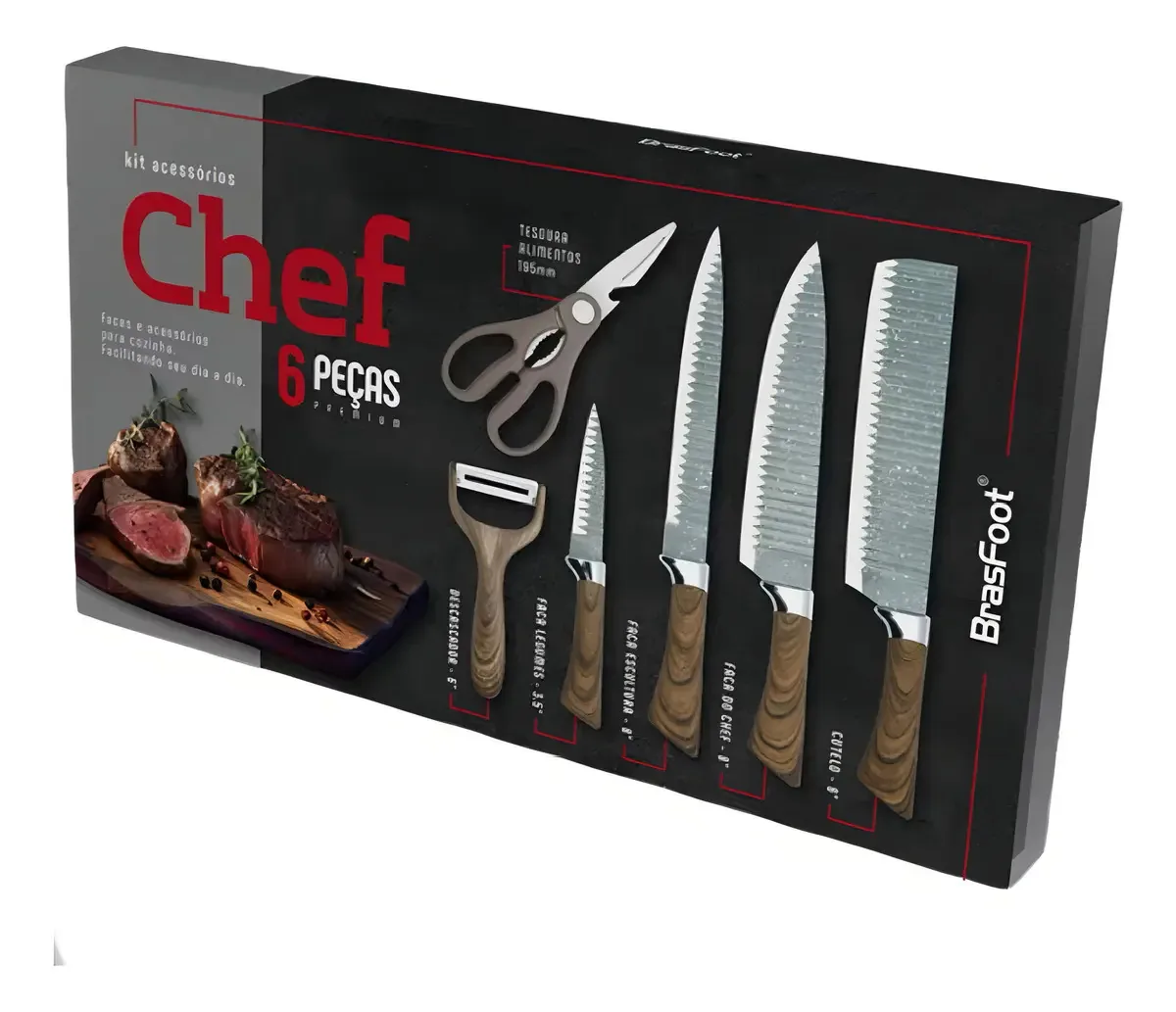 Kit Chef 6 Peças Marrom