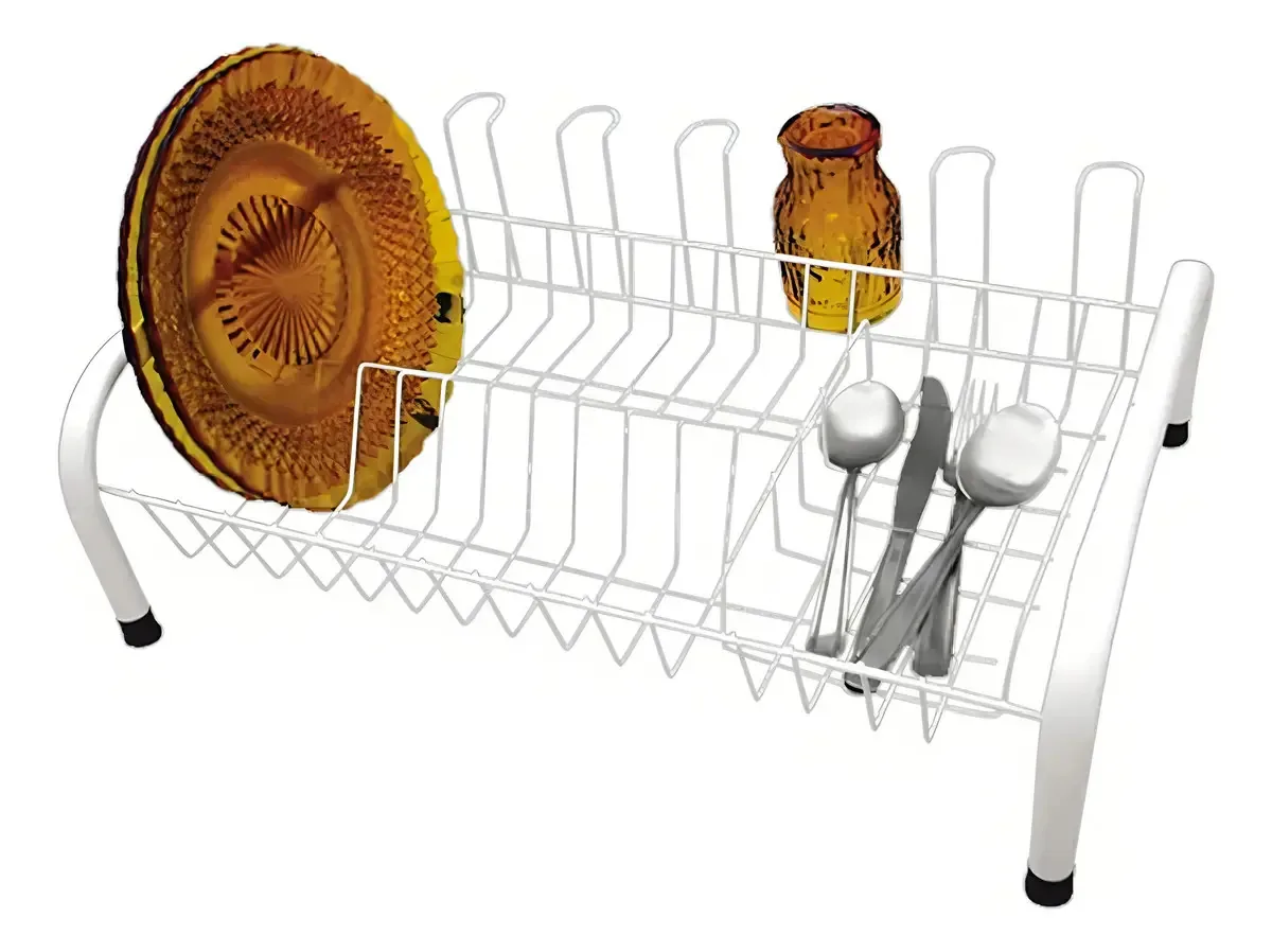 Escorredor De Louças 10 Pratos Talheres Copos Cozinha Pia Cor Branco