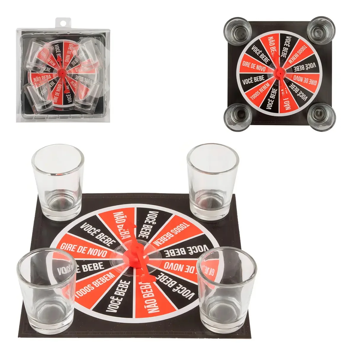 Jogo Dos Shots, Contendo 1 Roleta E 4 Copos De 60ml Cada, 17x2cm