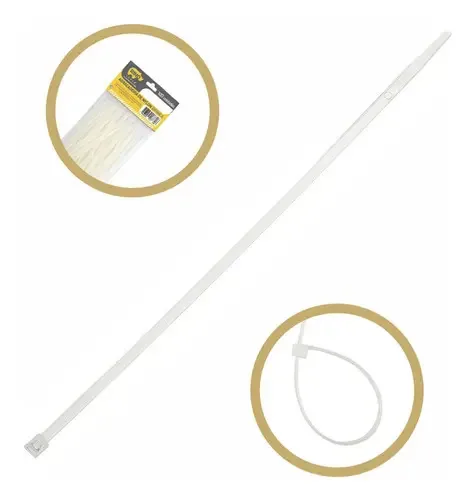 Abraçadeira de Nylon Rino Agro 30 cm Branca para Organização de Cabos - Pack com 100 Unidades