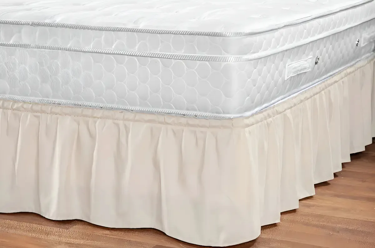 Saia para Cama Box Solteiro Ajustável na Cor Palha