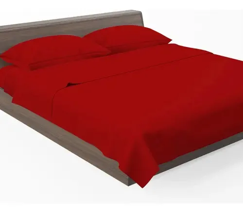 Lençol Forro Roupa De Cama Sem Elástico Casal Liso Virol Cor Vermelho