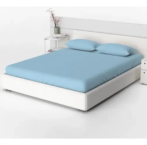 Lençol Forro Roupa De Cama Com Elástico Solteiro Liso Bom Cor Azul-claro