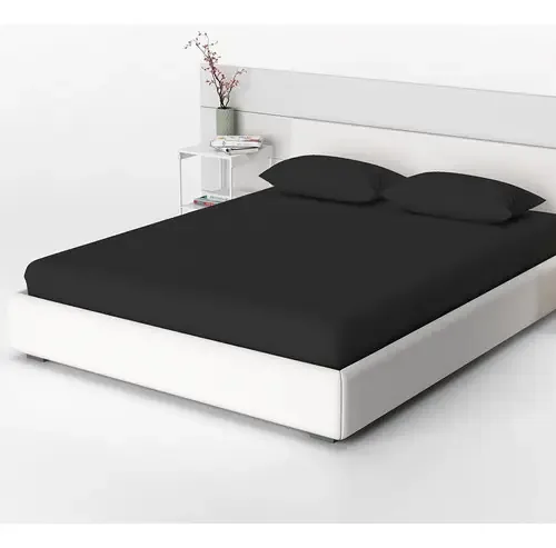 Lençol Forro Roupa De Cama Com Elástico Solteiro Liso Bom Cor Preto