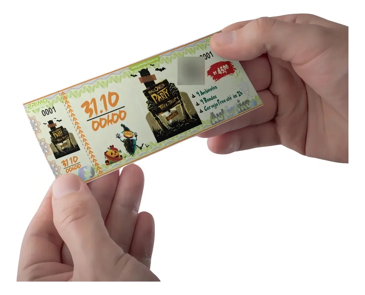 Ingressos Personalizados 100 Unidades para Festas e Eventos Papel Moeda