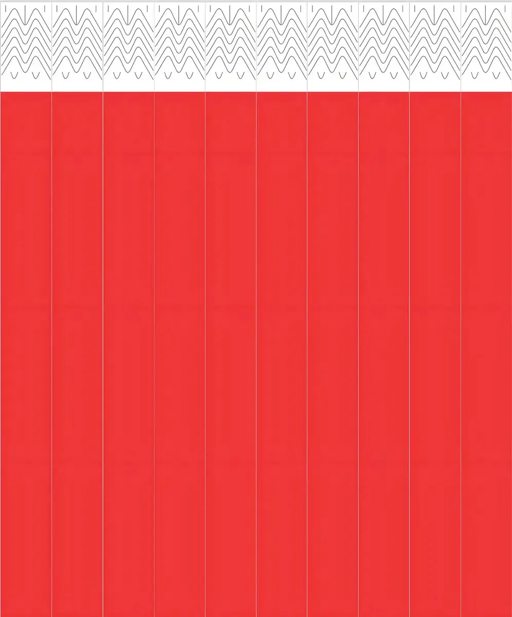100 Pulseiras nylon de identificação tyvek lisa para festas eventos Festapel cor vermelha