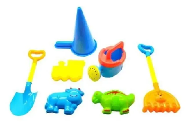 Brinquedo De Praia Infantil Com Balde Pá Acessórios 7 Peças