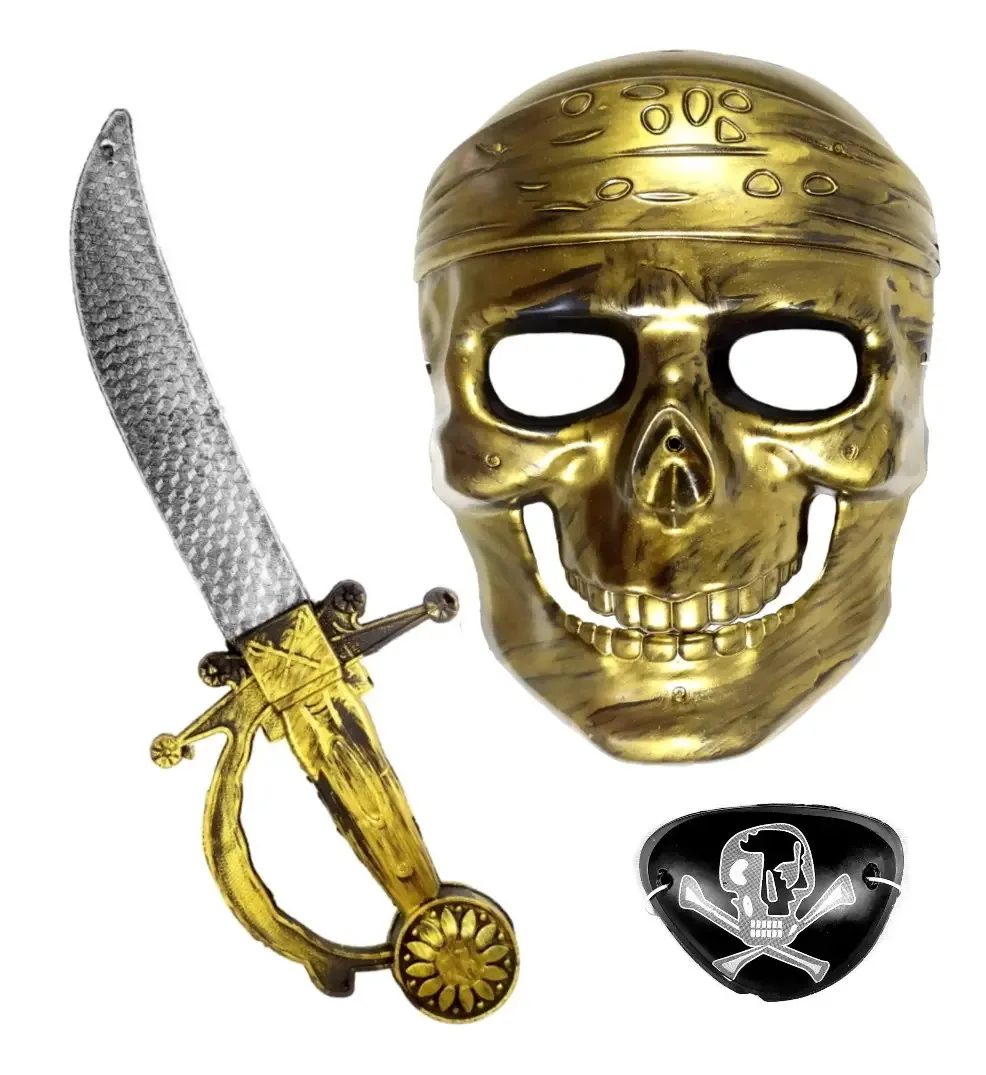 Brinquedo Infantil Espada Pirata Lendária Com Tapa Olhos