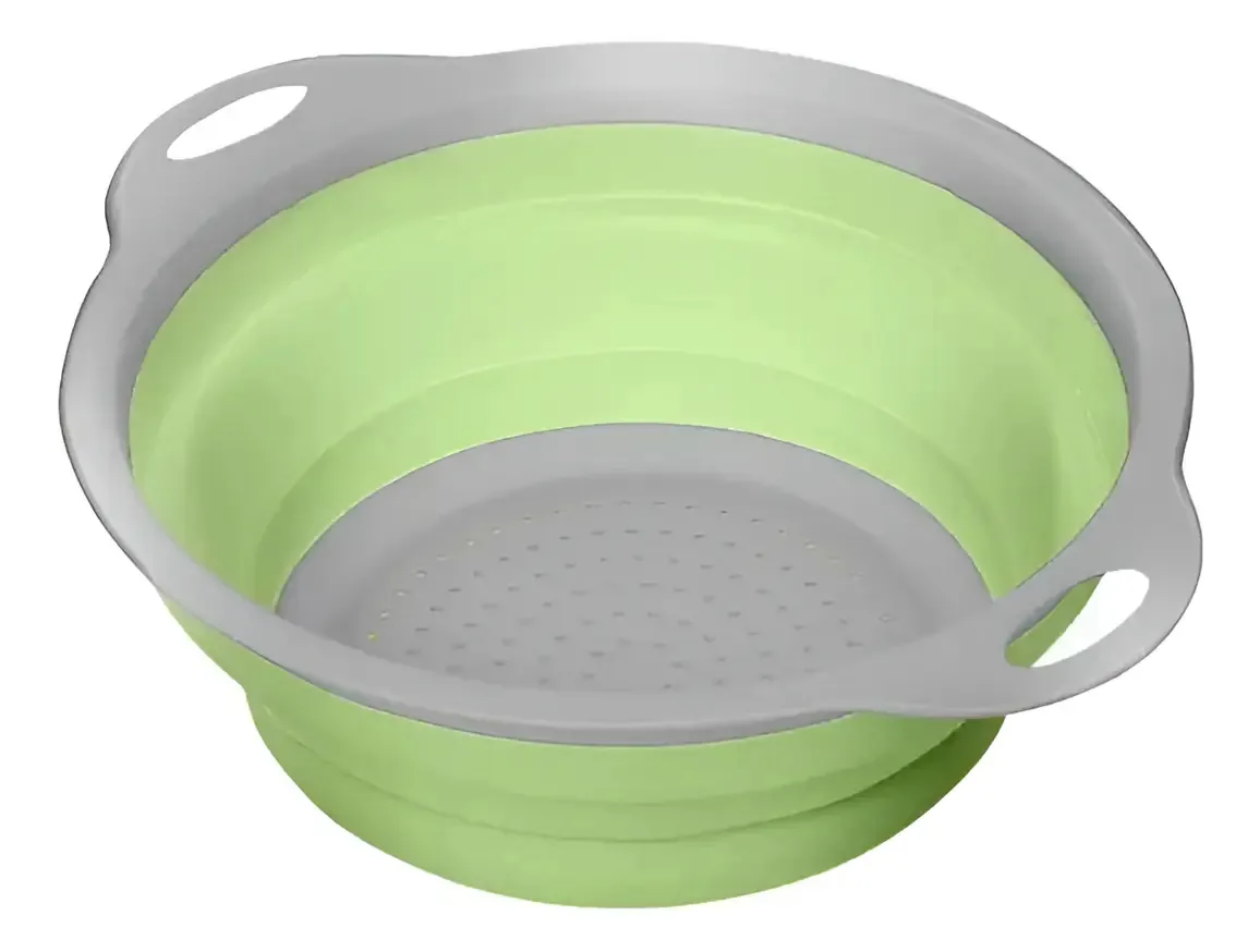Escorredor de Alimentos Portátil Dobrável HUVI Silicone Verde